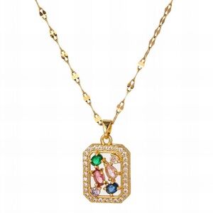 Elegant Gold Multicolor Pendant Necklace